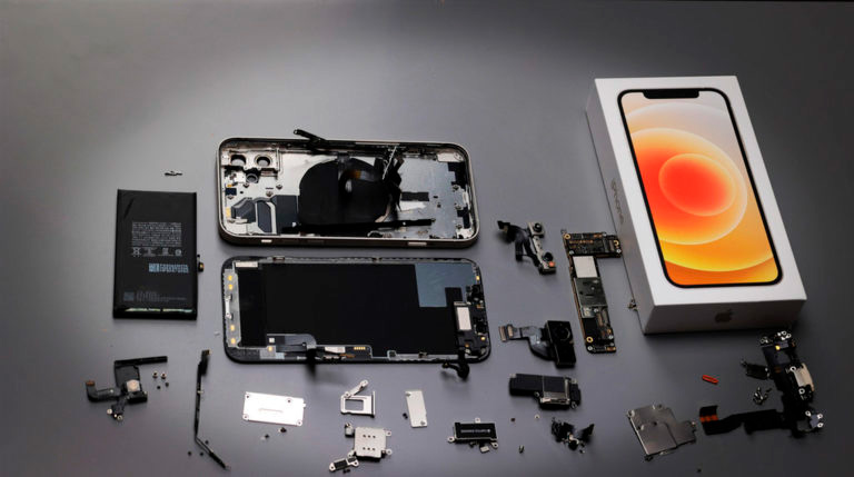 iPhone em bancada de assistência técnica Apple
